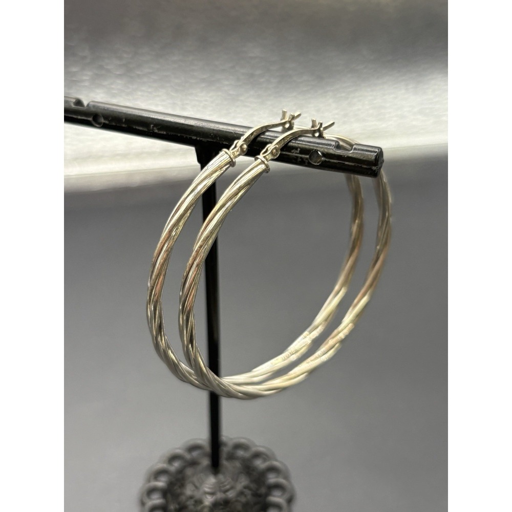 50MM Sterling Silver Twist Hoop Earrings 8 Grams E18